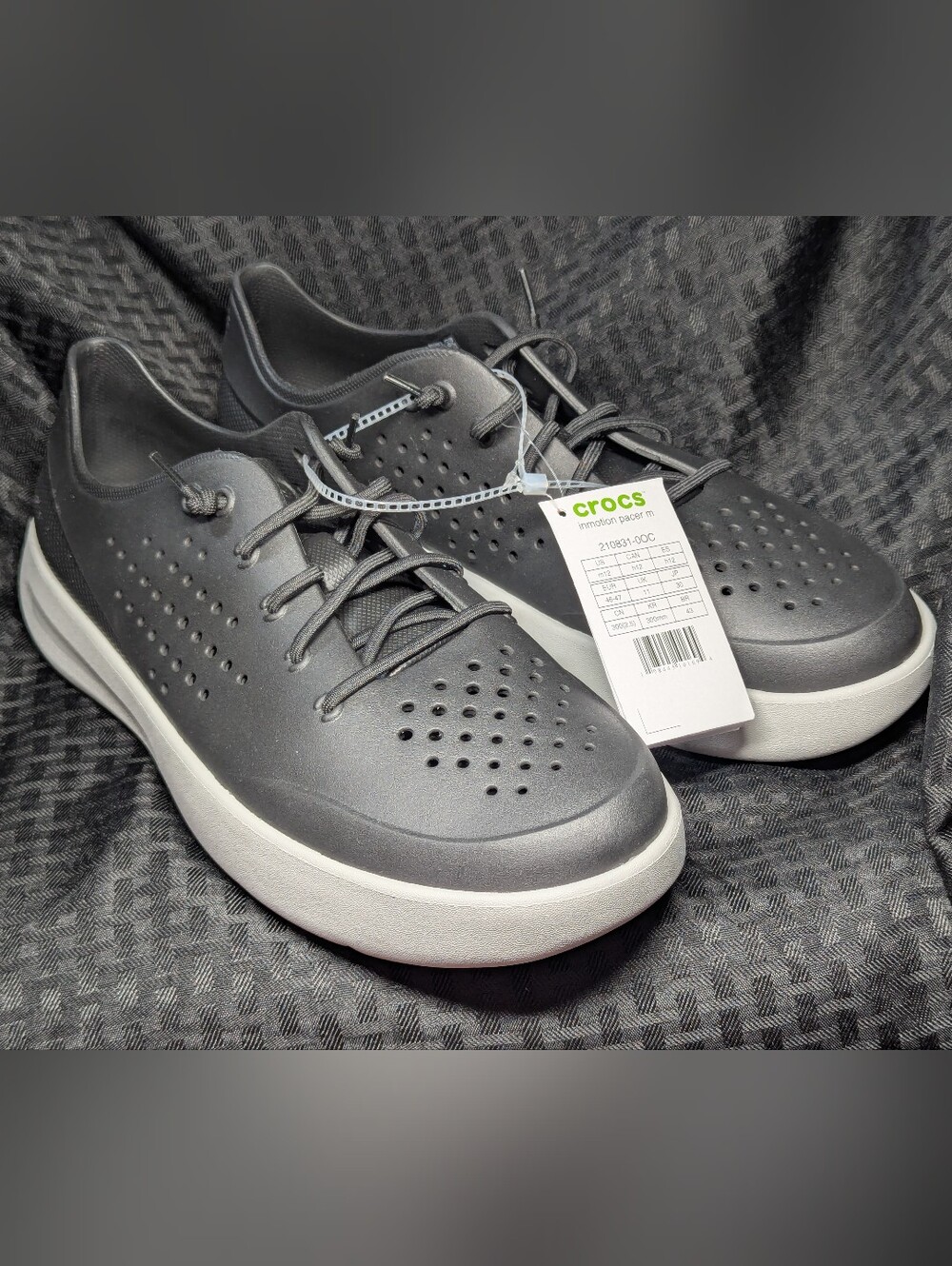 Black & Gray Crocs InMotion LiteRide™ Pacer Sneakers.